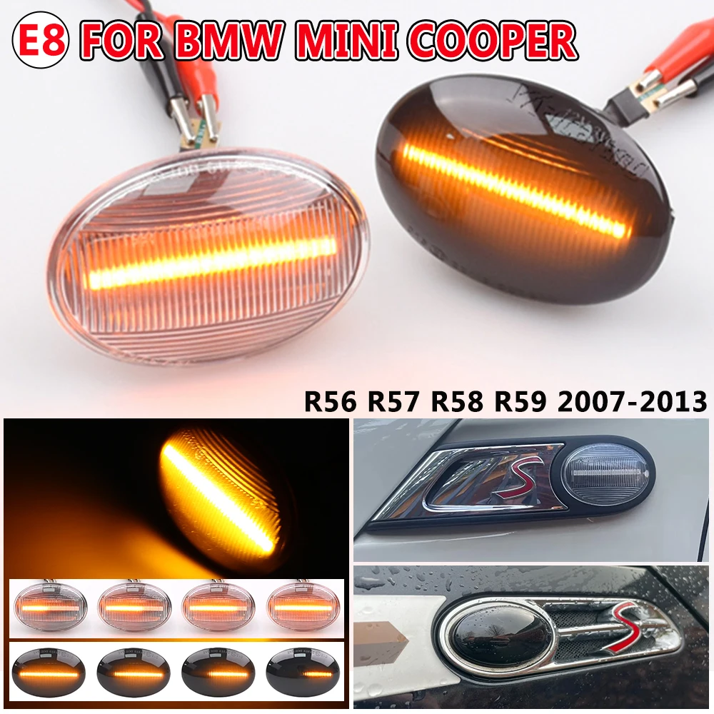 2 pieces For MINI Cooper R55 R56 R57 R58 R59 CL-R56-LSM-SM Led Dynamic Side Marker Turn Signal Light Sequential Blinker Light