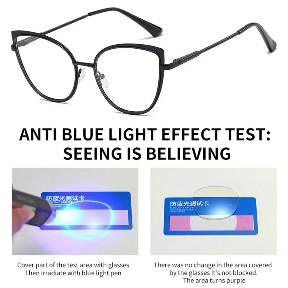 Classic Blue Ray Blocking Anti-Blue Light Glasses Ultralight Eye Protection Square Eyeglasses Metal Frame Eyewear Office