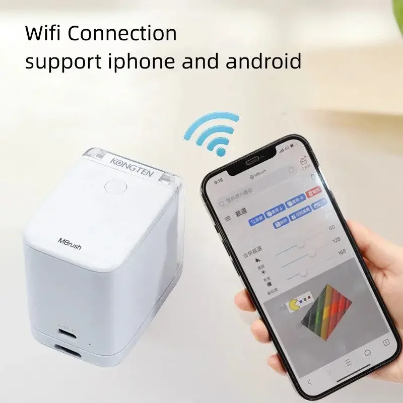 Imagem -03 - Mbrush Impressora Jato de Tinta Colorida Portátil para Alimentos com Régua Auxiliar Wifi Edição Personalizada hd Padrão de Impressão Logotipo para Hotel Café Padaria