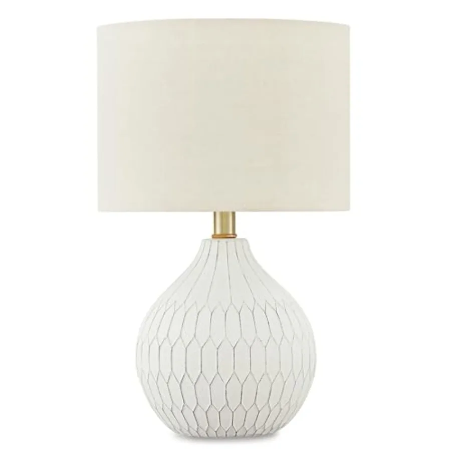 Wardmont Contemporary Modern Table Lamp with Drum Hardback Fabric Shade On-Off Switch Ceramic 17.75" High Antique