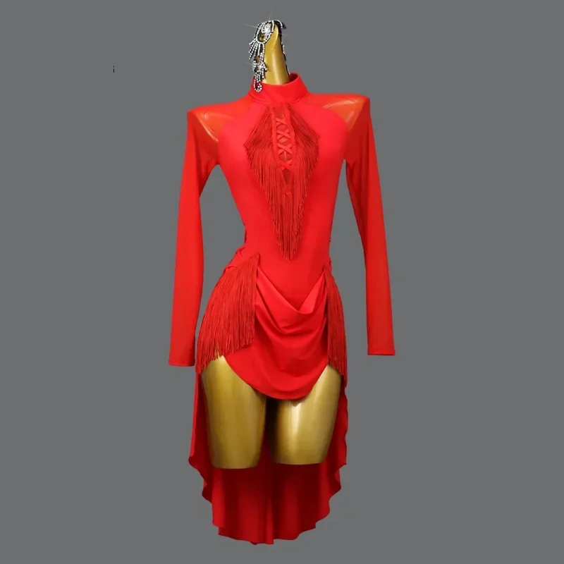 

New Fringed Skirt Latin Dance Dress Female Suit 2024 Girl Standard Ballroom Competition Girls Womens Practice Clothing Dancewear