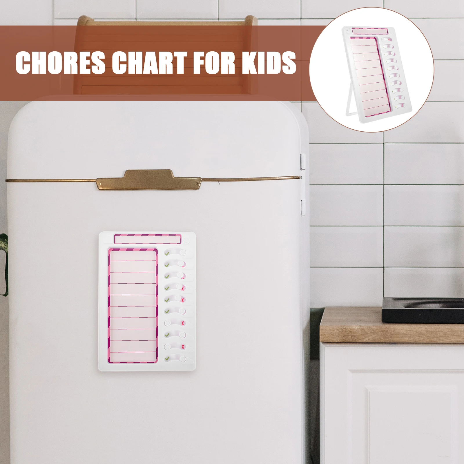 

Children Chore Chart Kids Accessory Pink Magnetic Erasable Tracker Plastic Material DIY Reminder Schedule Classroom Behavior