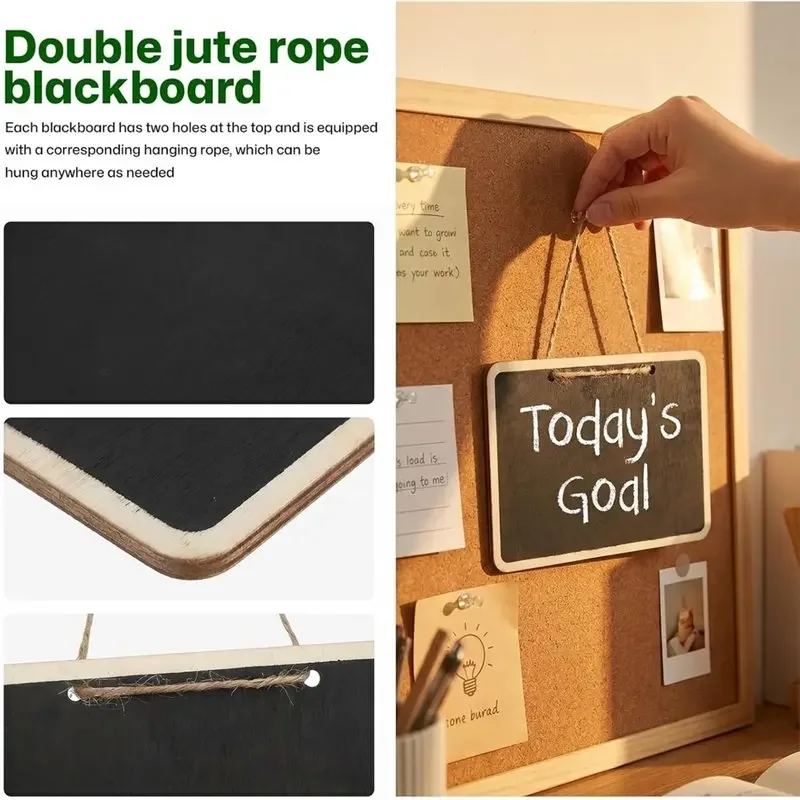 Optimal Pack of 20 Blackboard with Wooden Frame, 16 X 12 Cm, Double-sided for Hanging Includes Chalkboard, String