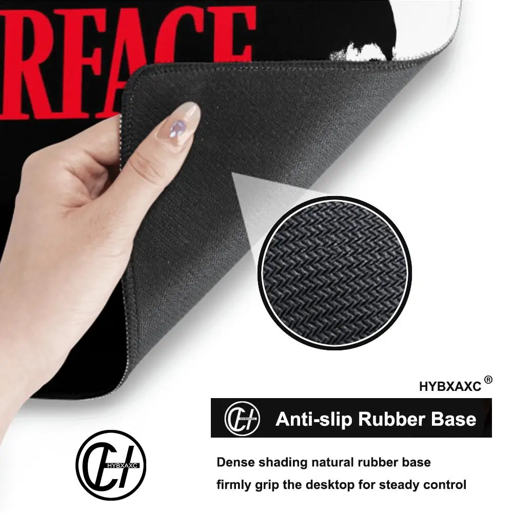 سكارفيس 1983 فيلم A-Al P-Pacino فيلم ماوس ألعاب الكمبيوتر ملحقات الألعاب لوحة ماوس كبيرة Mausepad سجادة ضد الإنزلاق Deskmat ماوس