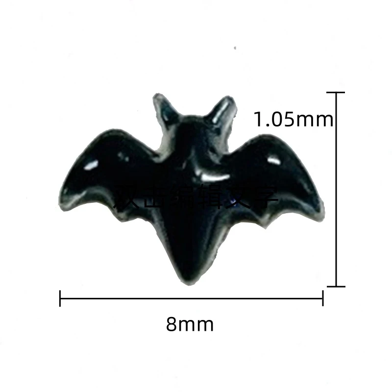 100PCS 3D Mini Resin Black Bats Nail Charms Halloween Series Nail Art Description Accessories for Handmade DIY Manicure Ornament