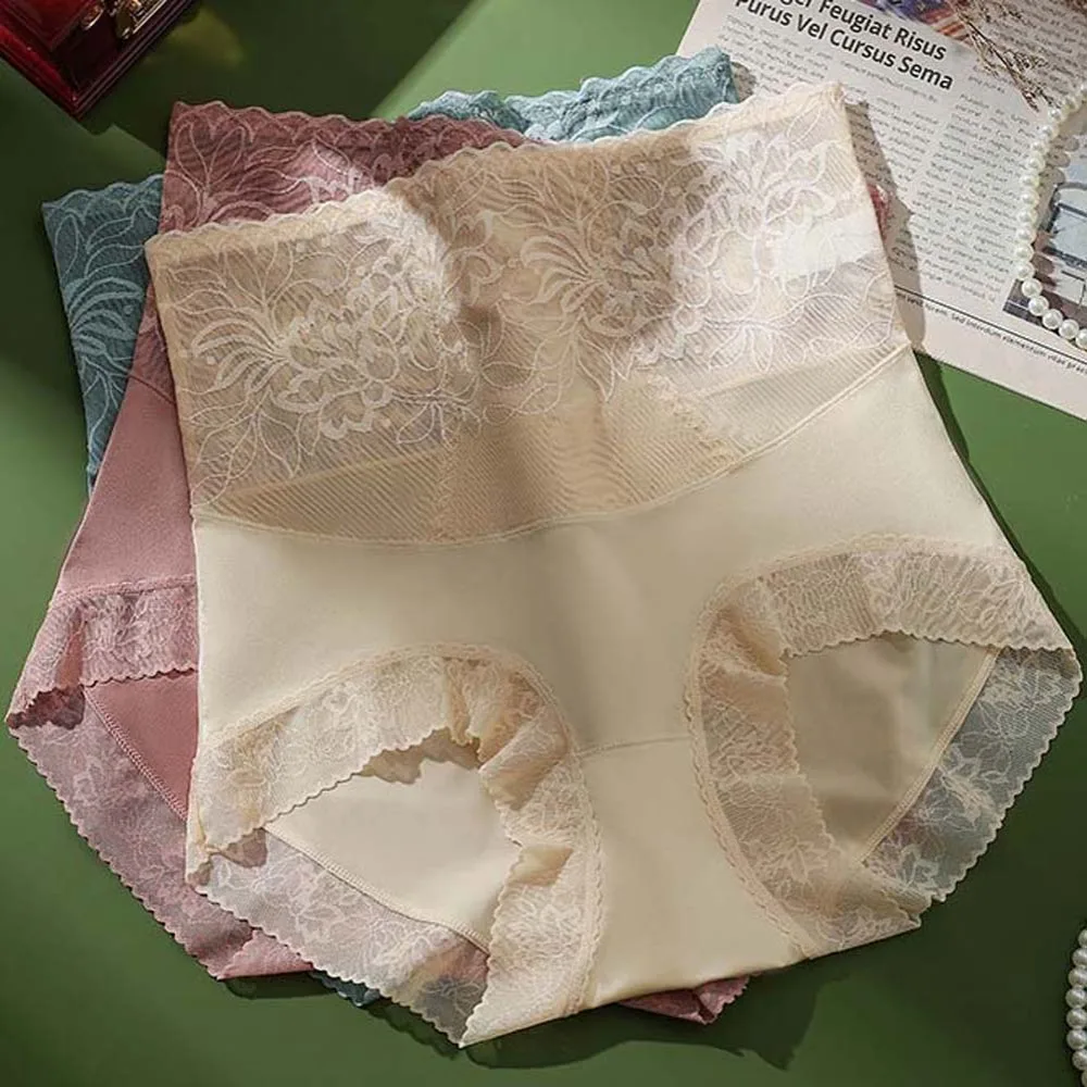 

High Waist Slimming Shapewear Lace Floral Waist Trainer Butt Lifting Briefs Belly Contracting Lingerie Seamless Panties Women