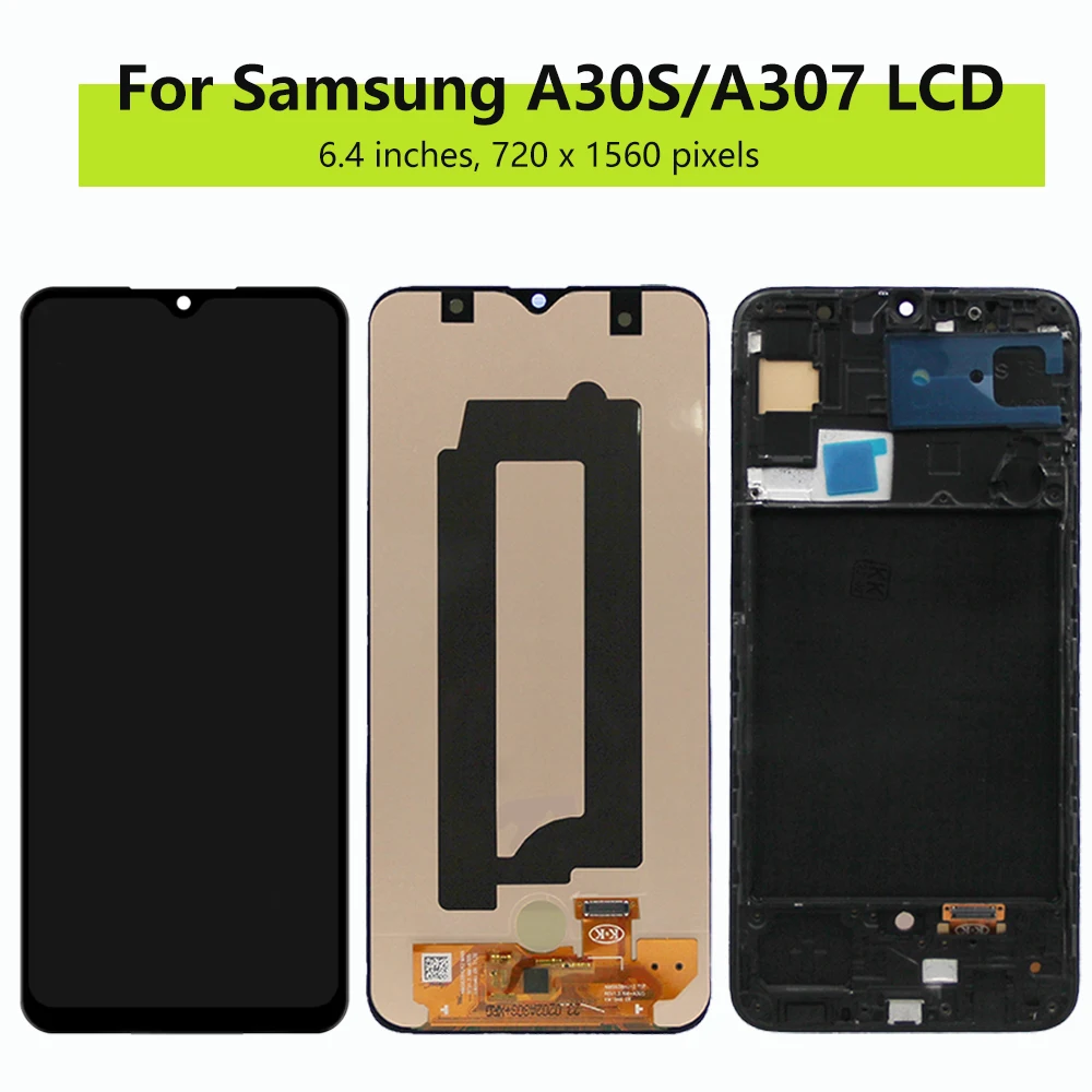 6.4\'\' AMOLED for Samsung Galaxy A30s LCD Display Touch Screen Digitizer Assembly Replacement for Samsung A30s A307 A307F A307G