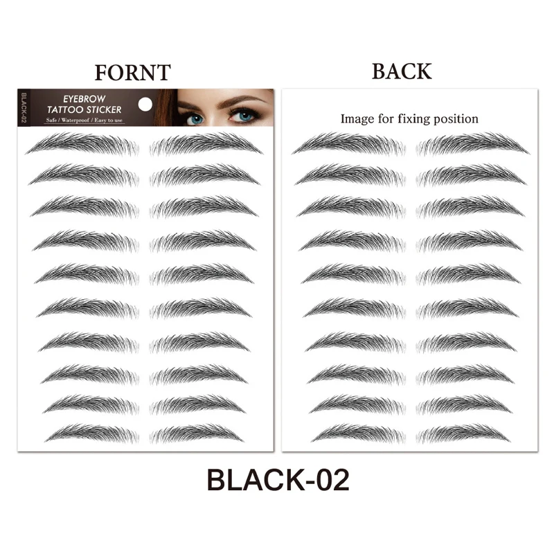 6D Eyebrow Tattoos Stickers Eyebrow Water Transfers Stickers Hair-Like Waterproof Eyebrow Stickers for Brow Grooming Shaping