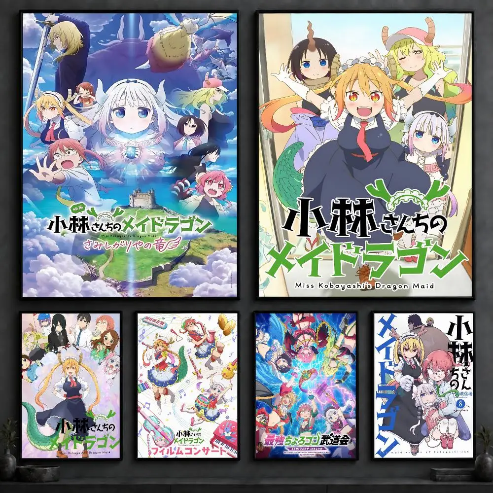 Anime M-Miss Kobayashi's Dragon MaidS Poster Art  Self-Adhesive No Glue Residue Wall Decor for Bedroom Living Room