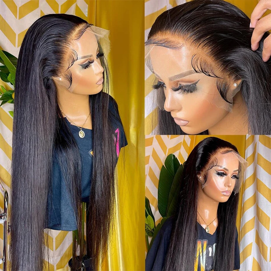 Straight 13x4 Lace Front Human Hair Wigs Remy 13x6 HD Transparent Lace Frontal Wig Raw Indian Hair Wigs For Women Closure Wig