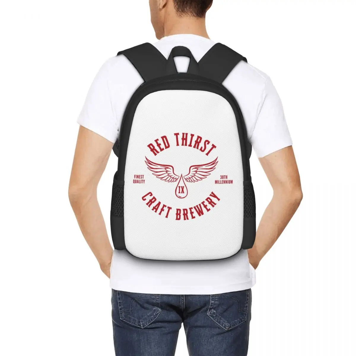

Red Thirst Craft Brewery Student Backpack School Bag Hiking Travel Daypack for Men Women Fashion Bookbag Shoulder Bags