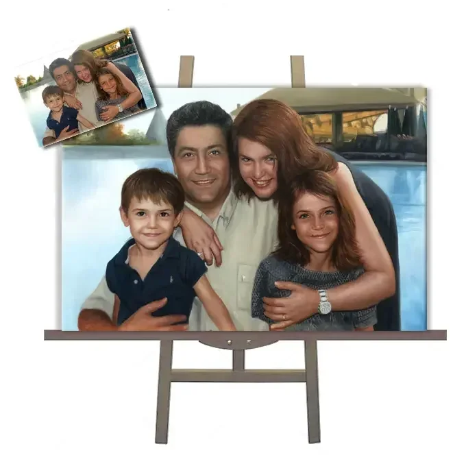 Pintura al óleo de retrato pintado a mano personalizado sobre lienzo de su foto