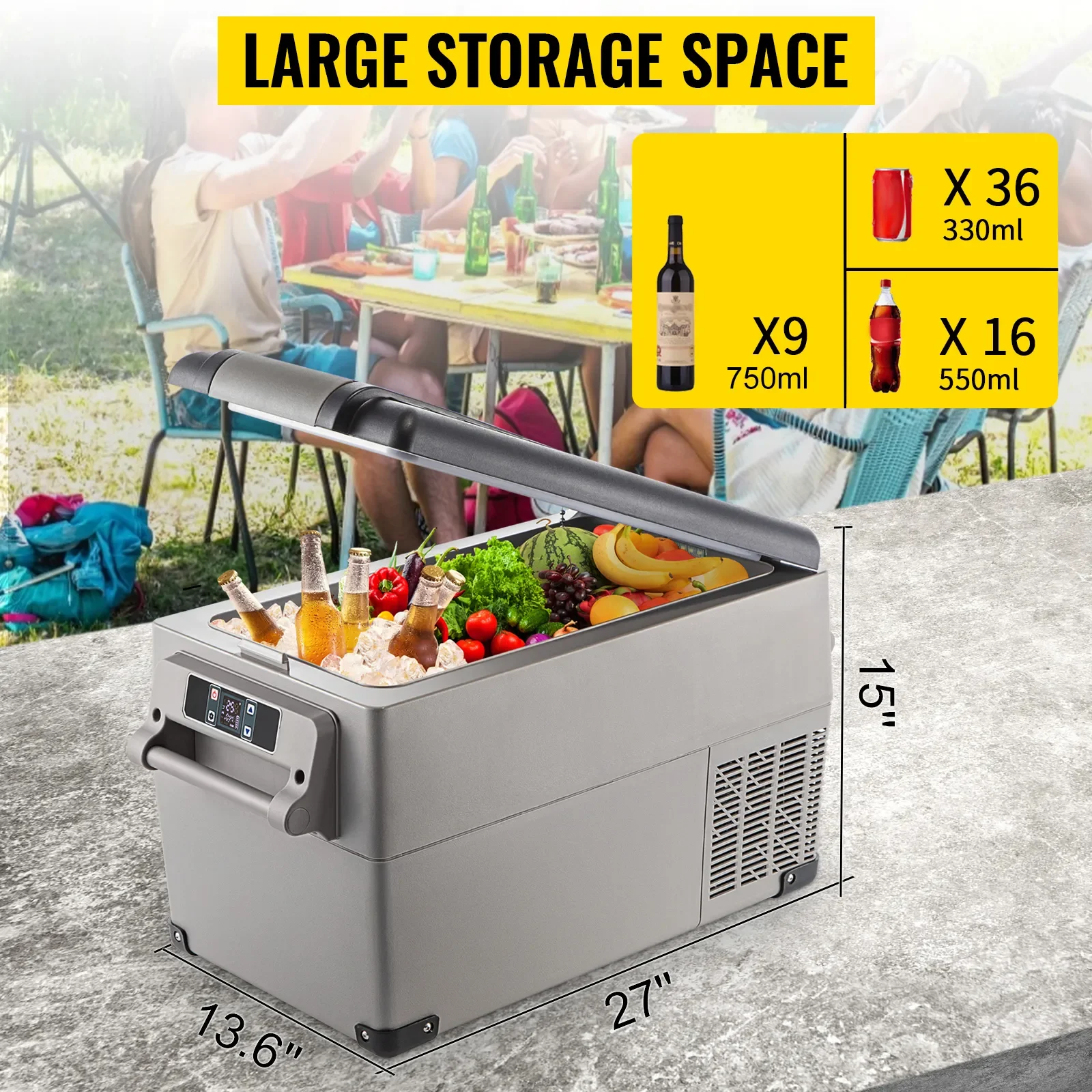 35L New Portable Refrigerator Cooler 1.23Cuft Compressor Freezer App-Controlled for Home Car Outdoor & Hotel Use