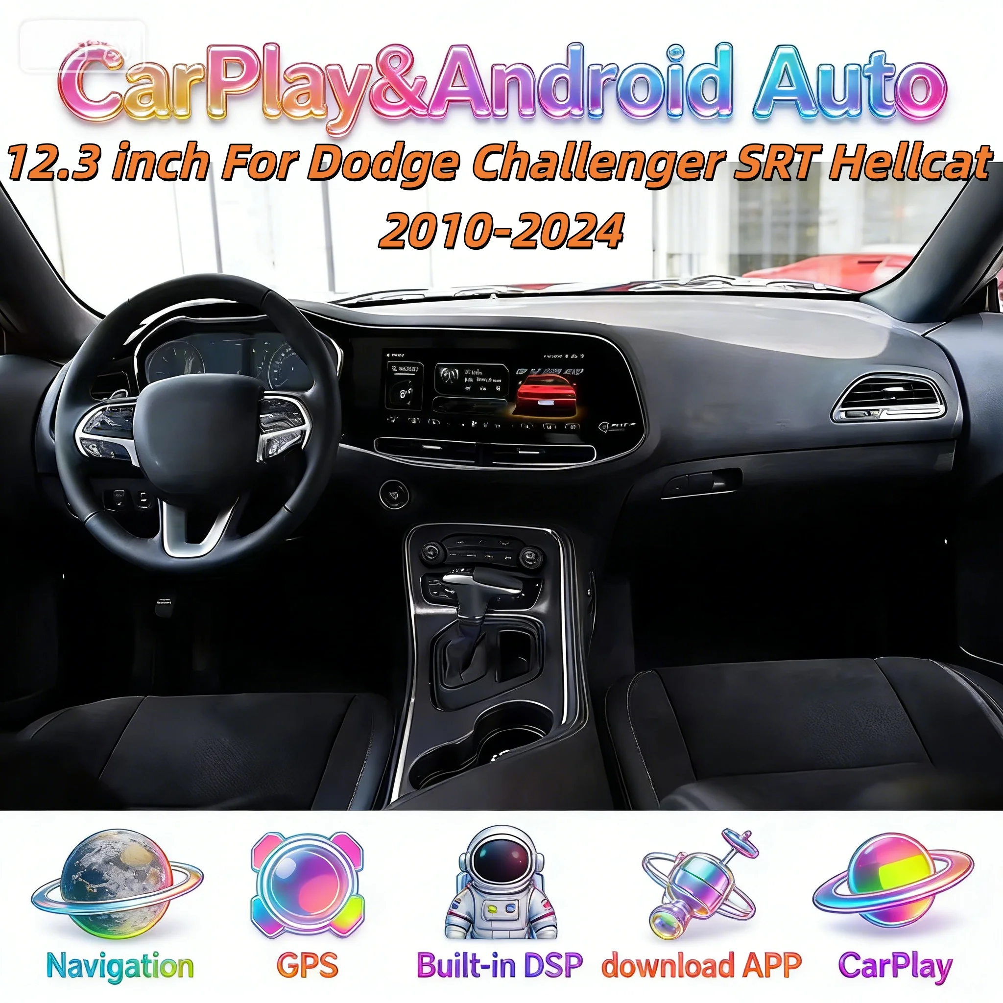 

12,3 "Android беспроводной CarPlay авто стерео для Dodge Challenger SRT Hellcat 2010-2024 мультимедийный видеоплеер навигация