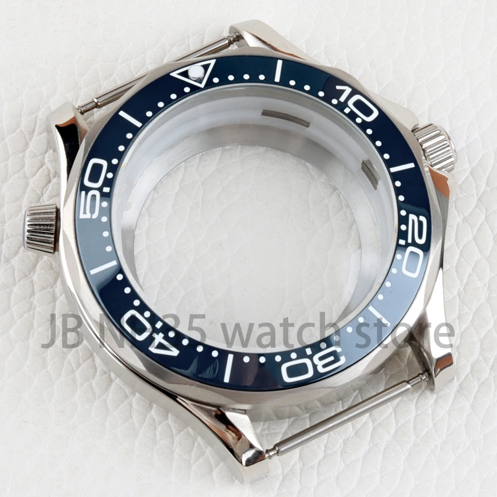 

41mm Silver NH35 Watch Case Stainless Steel Fit Seiko NH35 NH36 Automatic Movement 31mm Dial Seamaster 300 Case Watch Parts