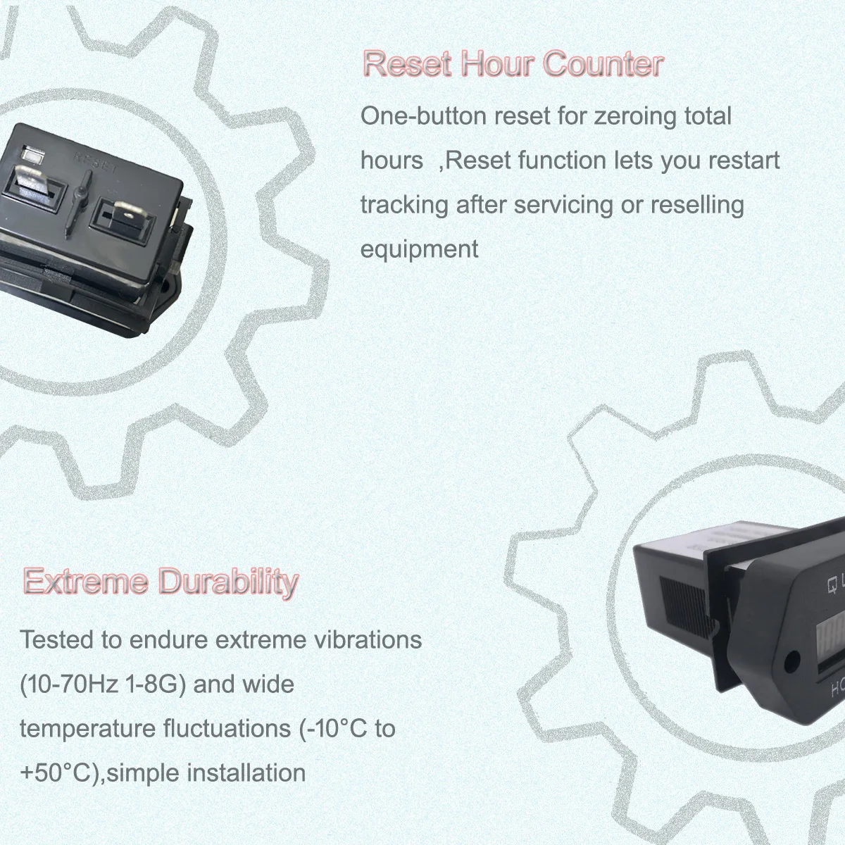 Digital Hour Meter,LCD Accumulate Timer,6-36V DC/AC  Hour Meter Resettable Counter 999999.59H Snap in ,for Vehicle  Boat Truck