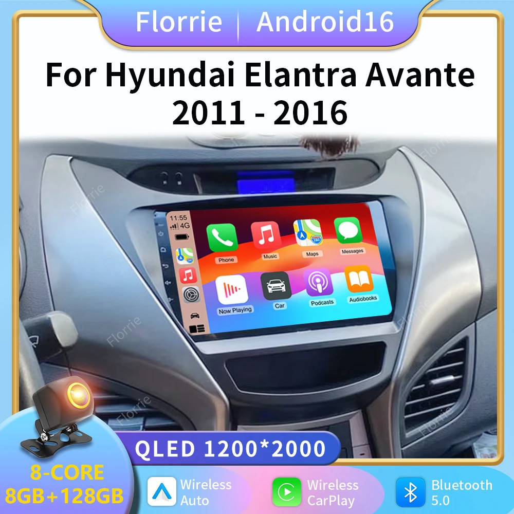 For Hyundai Elantra Avante md I35 2011 2012 2013 2014 2015 2016 Android 16 Carplay Car Radio Multimedia 8 CORE Navigation GPS 5G