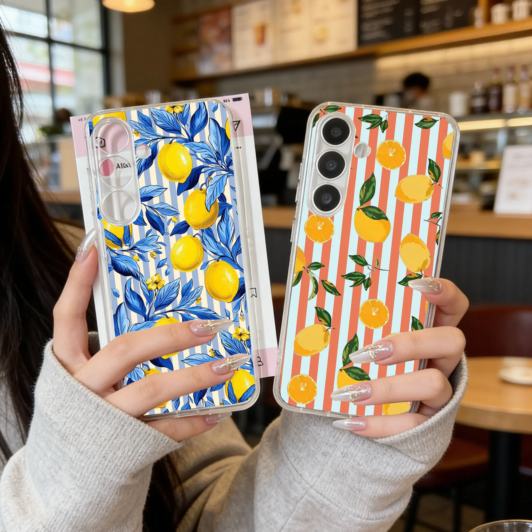 For Samsung Galaxy S26 Ultra Cases Cute Summer Fruit Lemon Flower Clear Phone Cover For S25 S26 S26+ S24Plus S23 S22 5G Soft Bag
