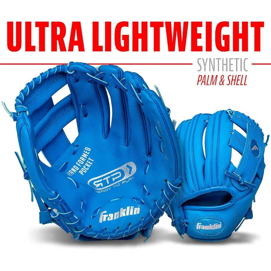 قفازات البيسبول - قفاز تيبول للشباب RTP + مجموعة كرات للأولاد والبنات من سن 3 إلى 8 إلى 9.5 بوصة تصميم ناعم الملمس للأطفال الصغار والمعرف #4