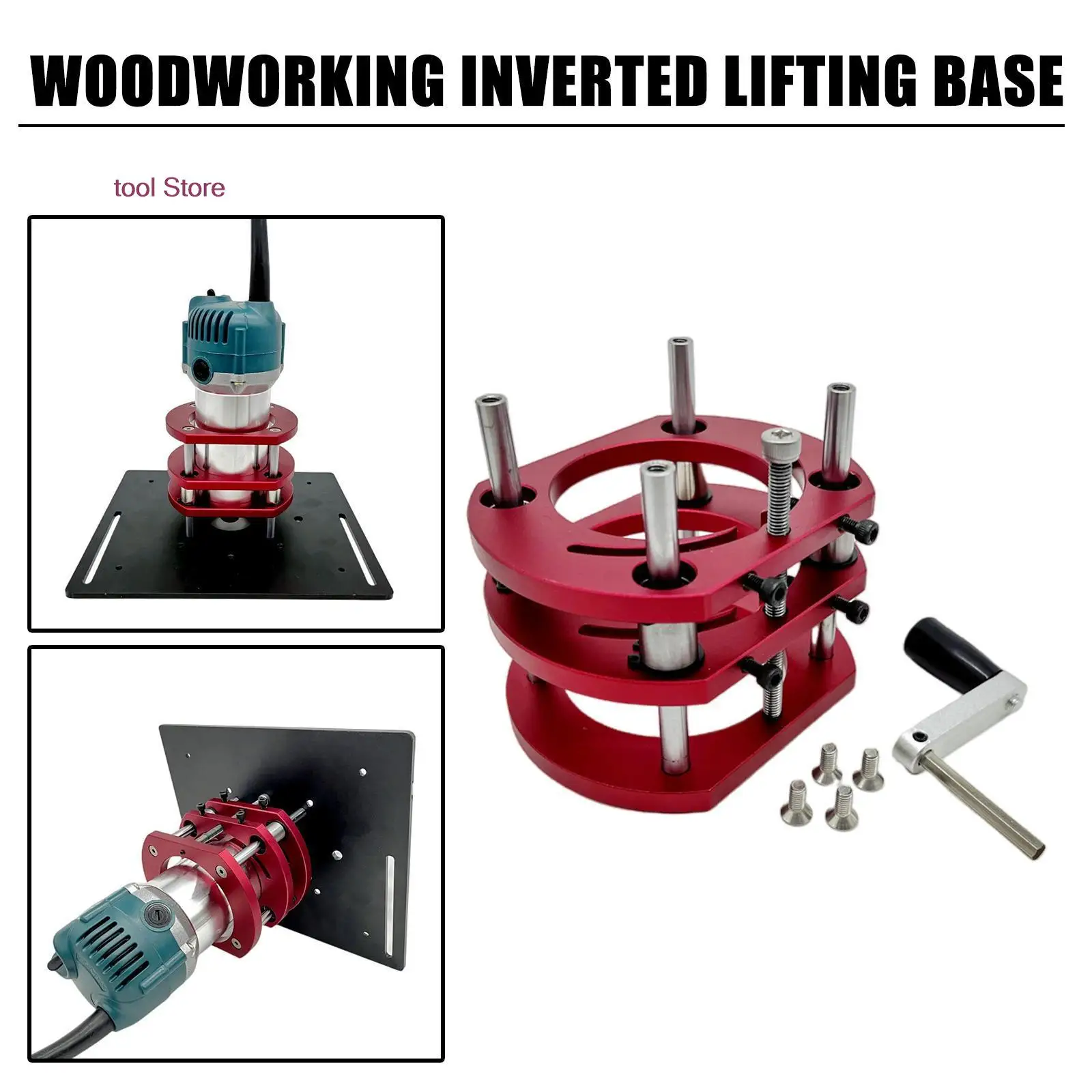 Woodworking Router Lift for Motors, Router Table, Wood Milling, Levantável Plunge Base para Trimmer, Máquina de gravura, 65mm de diâmetro