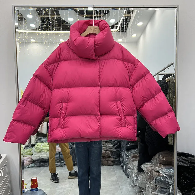 Oversized pato para baixo casacos de enchimento longo para baixo jaquetas inverno moda cocoon pão estilo para baixo casacos feminino grosso quente