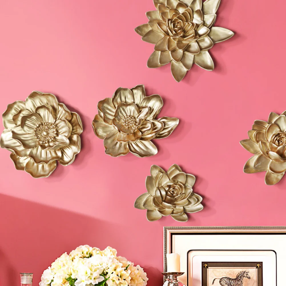 

1Pcs Golden Flower Wall Art Decoration European Style Background Adornment Flower Wall Decor Living Room Home Ornament Northern