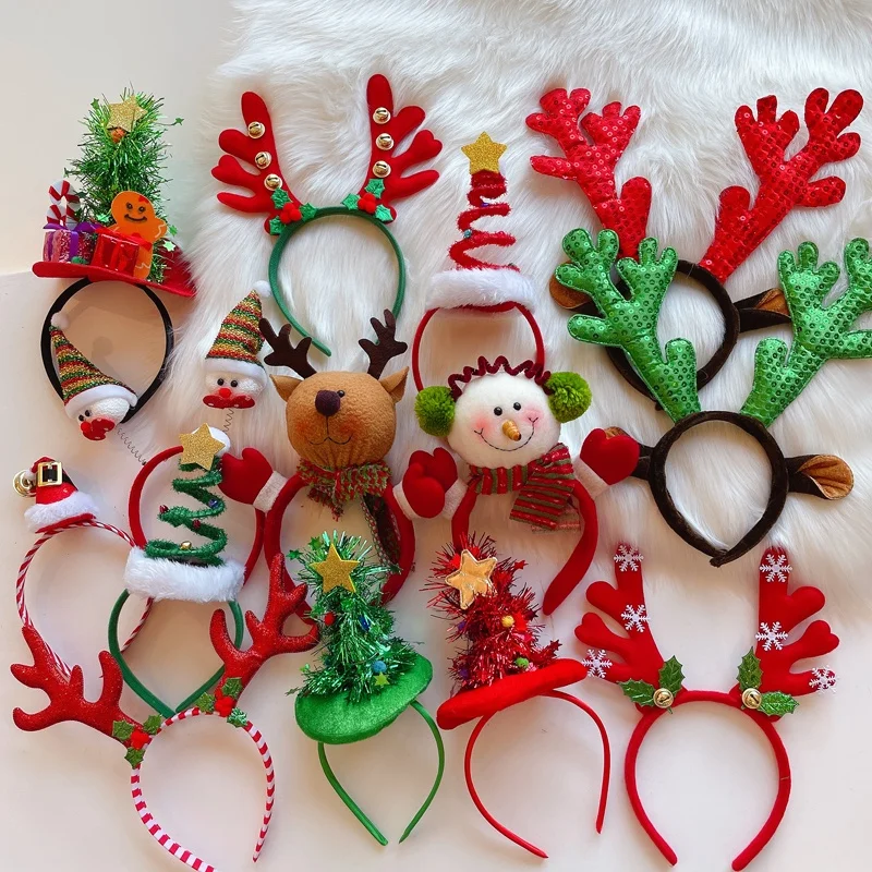 1-15 قطعة عيد الميلاد Headbands ثلج الرنة قرون سانتا تصميم هيرباند السنة الجديدة إكسسوارات الشعر هدايا عيد الميلاد كابينة تصوير