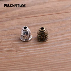 16pcs 10*10*11mm Two Color Retro Bead Caps Charm Hollow Flower  Pendants Jewelry Accessories DIY Receptacle Charms