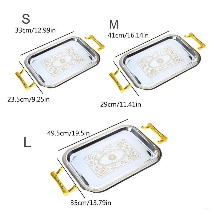 97QD Nordic Stainless Steel ที่ให้บริการถาดพร้อมกับ Handles Coffee Bar Plate Plate