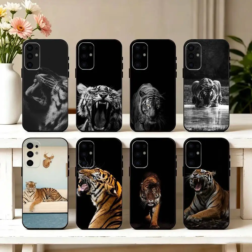 Animal Tiger Phone Case For Samsung S25,S24,S21,S22,S23,S30,Ultra,S20,Plus,Fe,Lite,Note,10,Black Cover