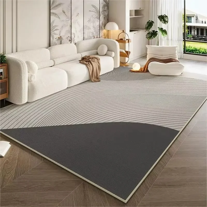 VIKAMA Light Luxury Stripe Living Room Carpet Non-Slip and Stain-Resistant Sofa Mat Apartment Bedroom Rug Home Decor