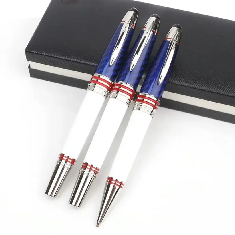 

Limited Edition John Kennedy Carbon Fiber Rollerball Ballpoint pen Dark Blue Fountain Pen Writing Stationery with JFK Clip
