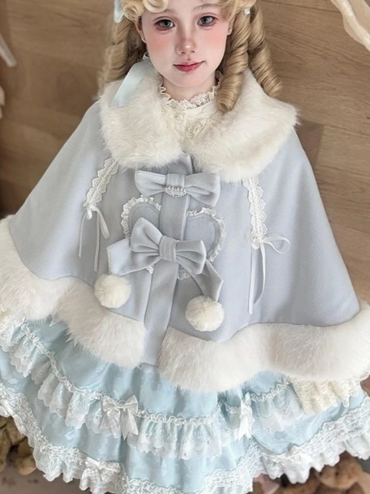 

Японская накидка в стиле кавайной Лолиты, женское новое милое пальто с шалью и бантом, осень-зима, женская модная лоскутная одежда, новинка 2023 г.