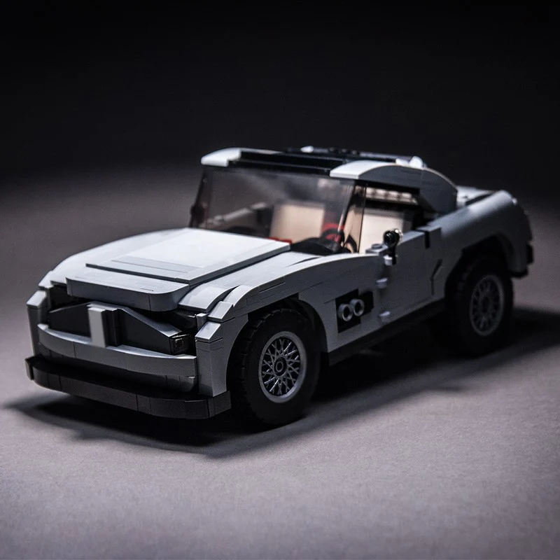 Modèle de voiture de course de vitesse MOC, briques de construction grises, coupé à deux portes, technologie modulaire, cadeaux de vacances pour enfants, jouets à assembler, costume