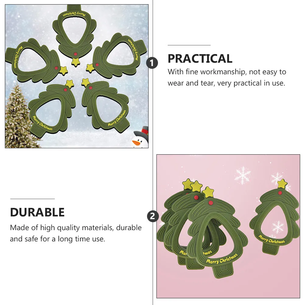 1Pcs Eco Friendly Silicone Teether for Babies Christmas Tree Design Multi Directional Biting Massage Bumps Infant Teeth Soother