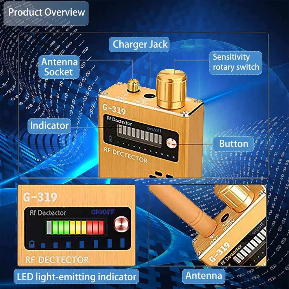 Dispositif de détection de caméra cachée anti-espion, multi-fonction, 2G GPS Bchampionship, Audio 101, Bug Finder, GPS WiFi, gadgets d'espionnage, détecteur RF