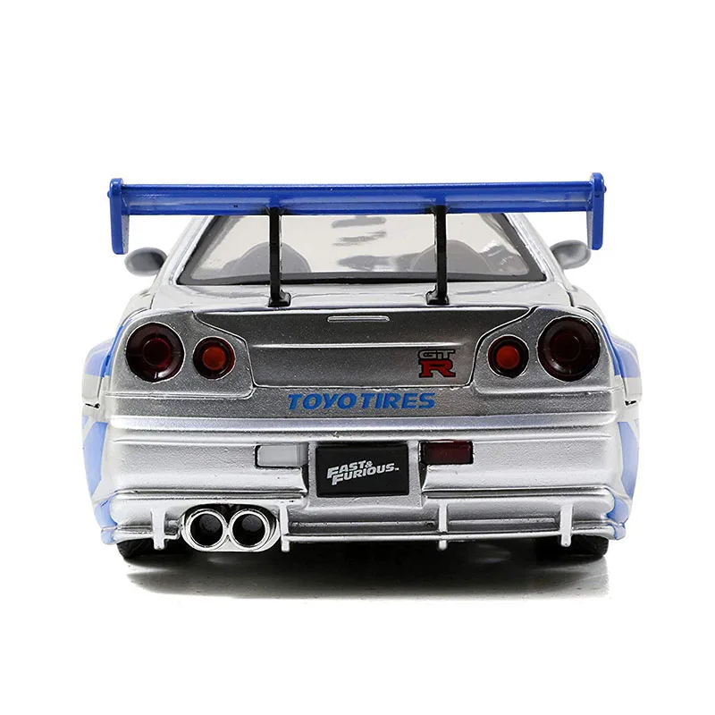 All Jada 1:24 Fast and Furious Nissan Skyline GTR R34 Diecast Metal Alloy Model Car Toys for Children Toy Gift Collection