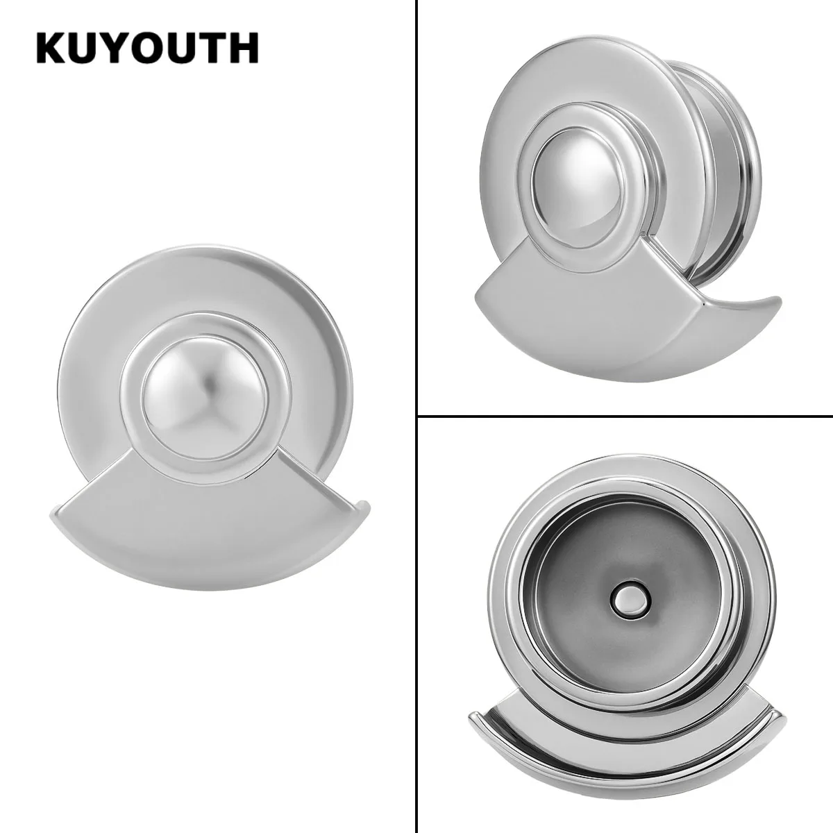 KUYOUTH 2 Stück Edelstahl-Radkappen-Ohrtunnel-Plugs, Ohrdehner, Ohrläppchen-Expander, Körperschmuck – Detail 6