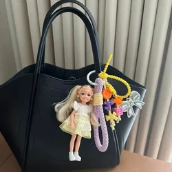 Kawaii Barbie Doll Keychains Girls DIY Change Cute Dolls Bag Pendants Y2k Backpacks Hanging Ornament Casual Bags Accessories