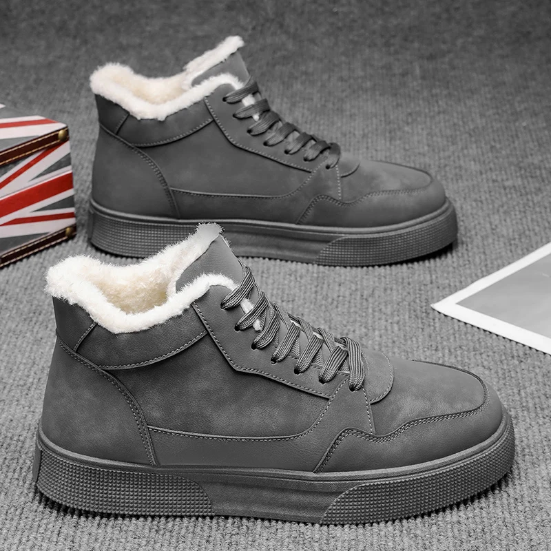 รองเท้าบูทหิมะสำหรับผู้ชายฤดูใบไม้ร่วงและฤดูหนาว - หุ้มข้อกลาง บุขนหนา อเนกประสงค์สำหรับการเดินป่า ขี่มอเตอร์ไซค์ และการเดินทาง