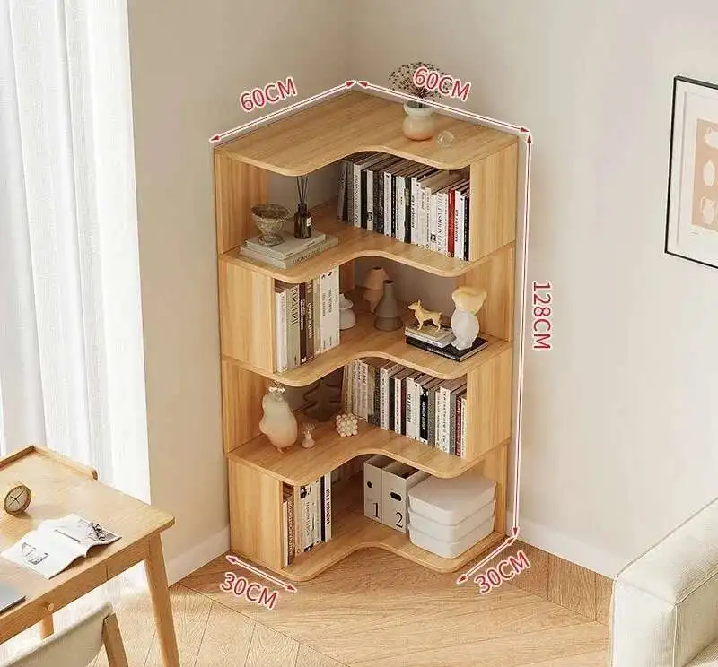 Modern Multi-layer Bookcases for Study Solid Wood Corner Storage Bookcase Light Luxury Simple Household Bookshelf for Library image 3