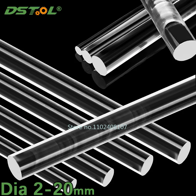Diameter 2-20mm Acrylic Solid Round Rod Transparent Organic Glass Rod Length 100/150/200/250/300mm
