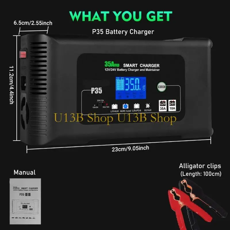 U13B 35A Automatique 12V 24V Car Chargeur batterie voiture avec reconditionnement d'impulsion