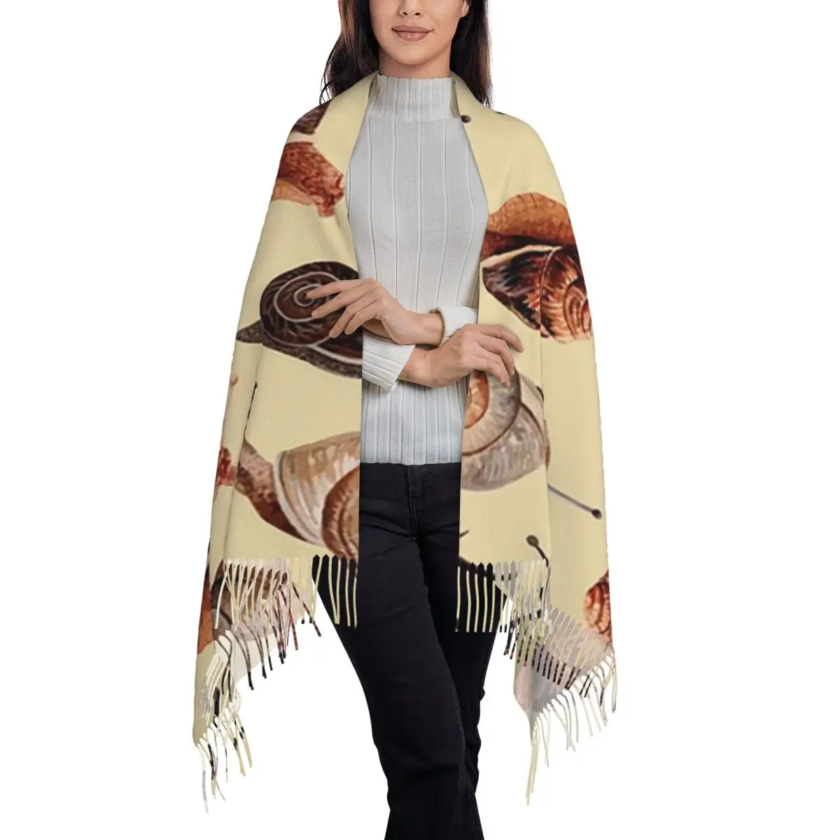 A Slew Of Snails Scarf Tassel Scarves Women Soft Warm Shawls and Wraps Large Fall Winter Shawl Wrap