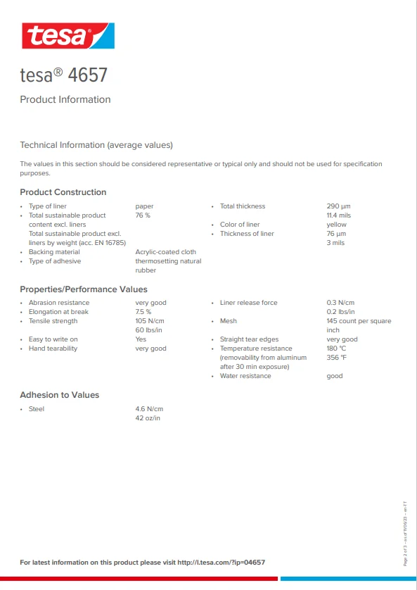 TESA 4657 20mm x 50m (Grey) High Performance Double Sided Tape Heat-resistant