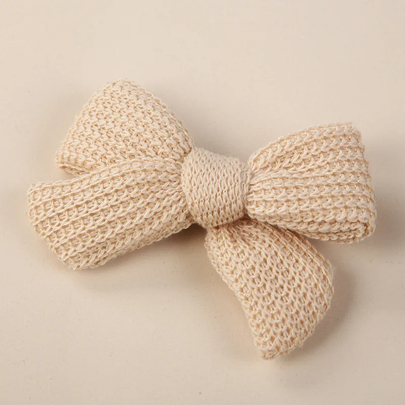 36 PCS/Lot , 3.5 inch Crochet Bows Hair Clips Kids Girls Wool Knitted Hair Bow Clips, Baby Hair Accessories