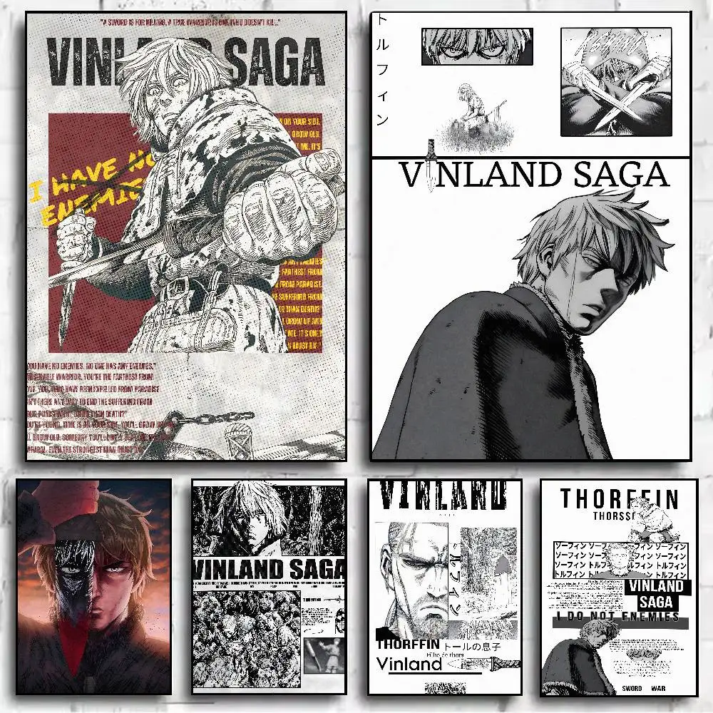 XL Cool Popular Fashion Hot Youth Manga Vinland Saga Poster Self-adhesive Art Paper Sticker Coffee House Bar Room Wall Decor