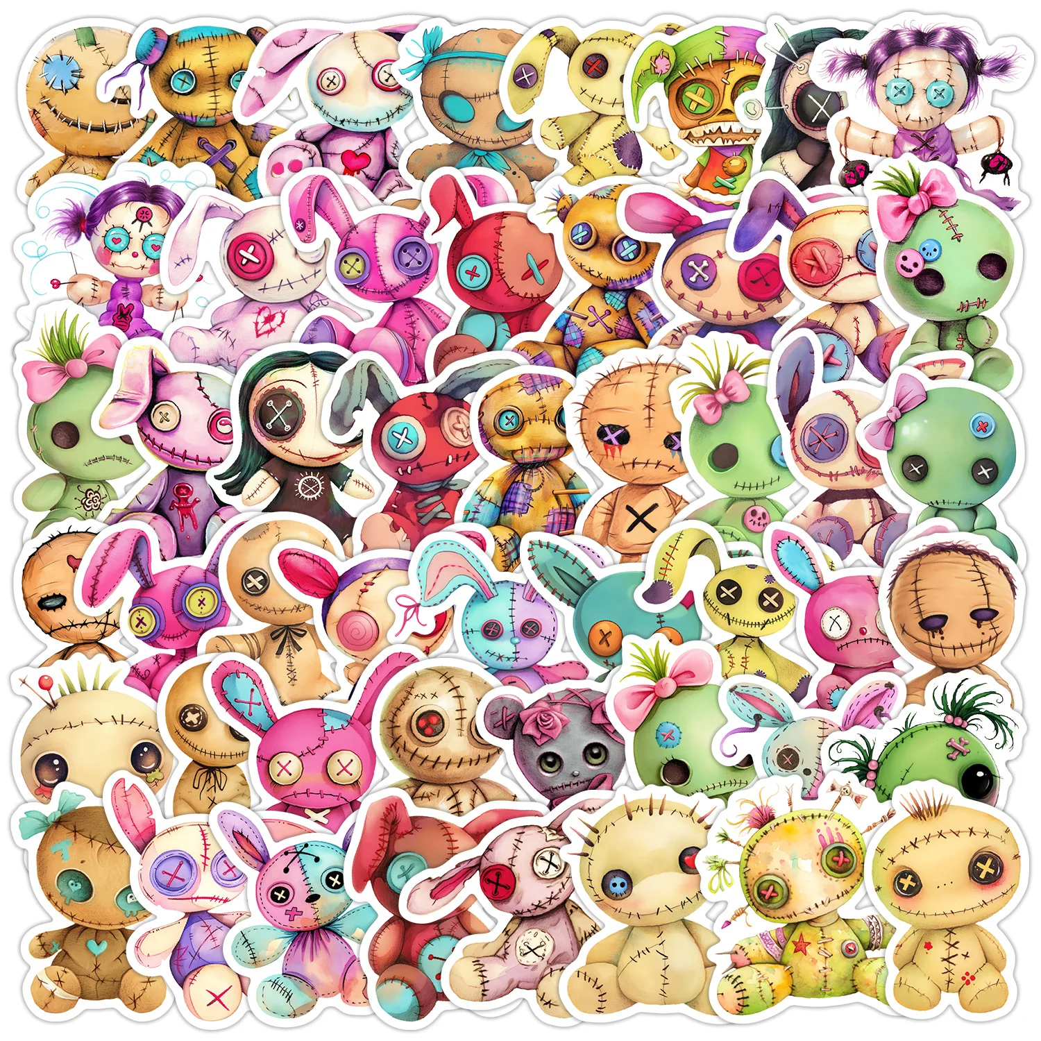 50 Uds muñeco vudú Graffiti taza de agua ordenador decoración impermeable pegatinas creativas para muñecas al por mayor