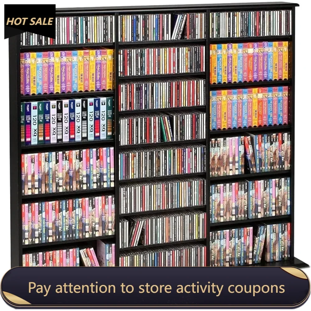 Triple Width Wall Storage Cabinet Door Cds Organizer for Music Furniture for Vinyl Records Black Freight Free Racks Cd Shelf