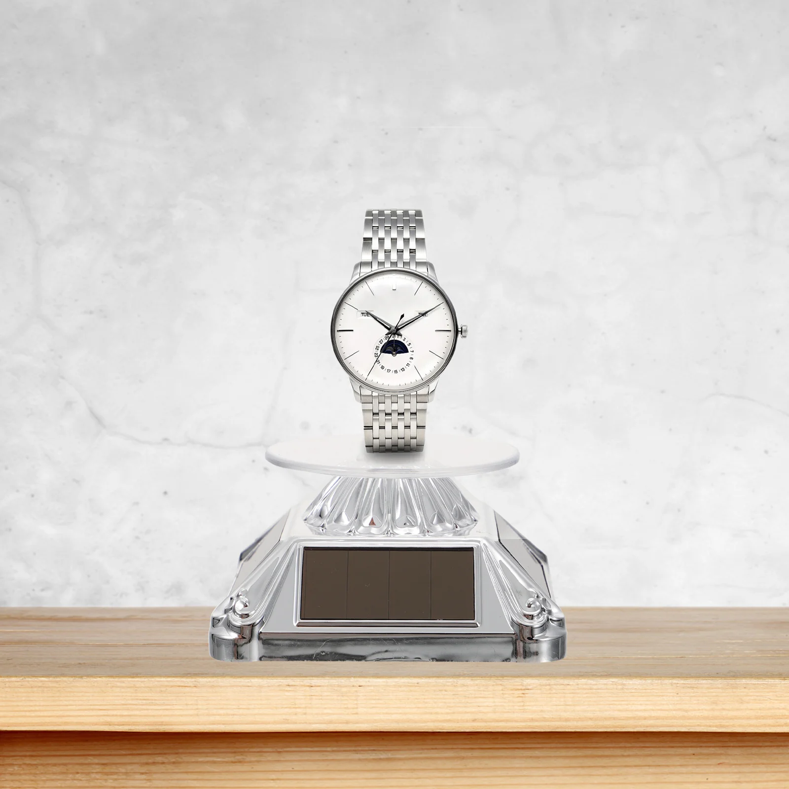 

1Pcs Jewelry Display Stand Rotatable Solar Turntable Showcase Holder for Watches Cosmetics Mobile Phones Digital Cameras